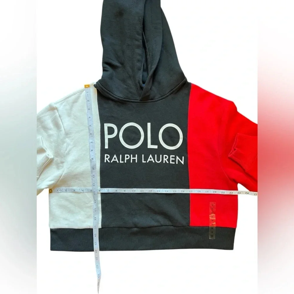 Polo Ralph Lauren Womens Color Block Logo Hoodie Black/ Multi Pullover Size M - Picture 13 of 14